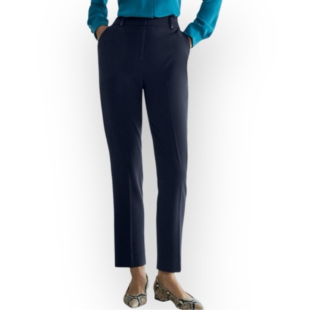 The Fold Navy Clever Crepe Tavira Slim Leg Trousers 8